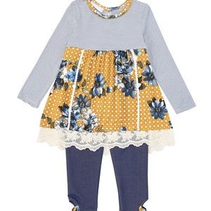 Bonnie Jean little girls dress & knit leggings set